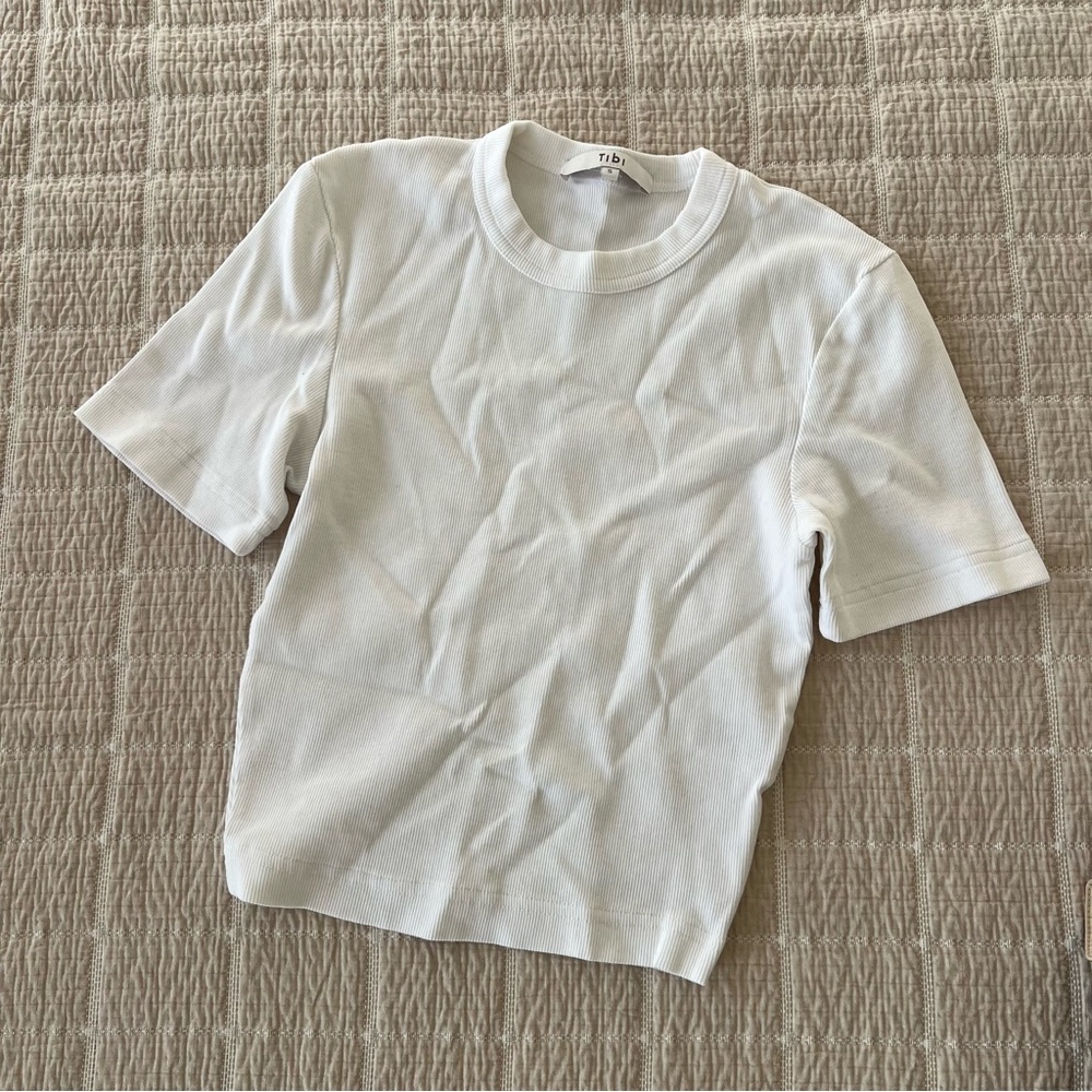 Tibi Ribbed Cropped Baby T-Shirt - Picture 3 of 4